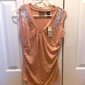NWT New York & Company pink sequin tank S
